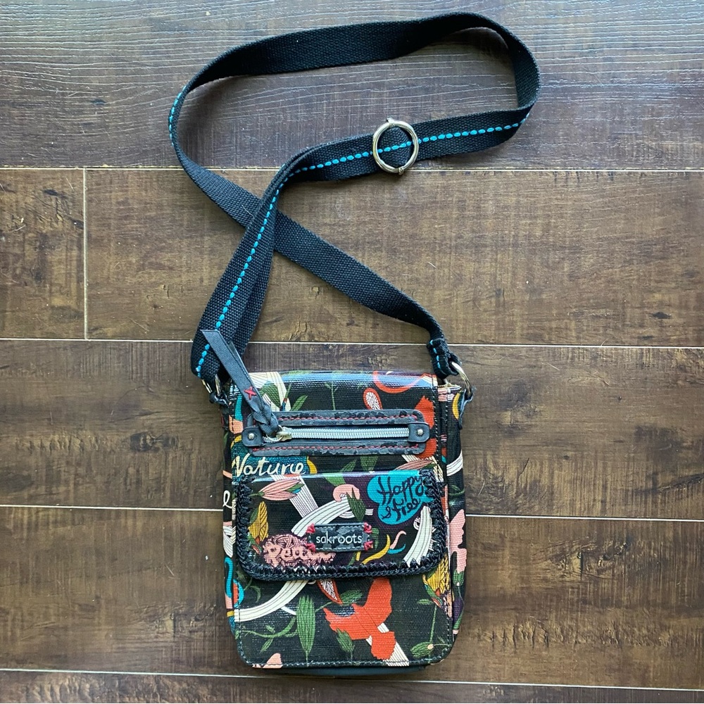 Sakroots Small Crossbody Bag - Nature, Peace & Happy Design